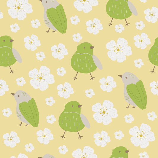 A413 Yellow & Green Spring Birds - Palmetto Sky Studio