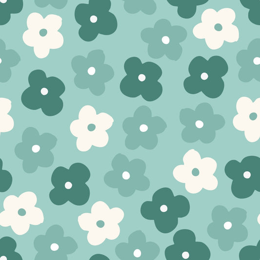 A415 Fun Teal Blossoms - Palmetto Sky Studio